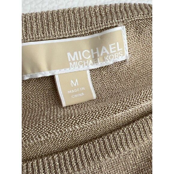 Michael Kors Women Gold Mesh Long Sleeve Sweater Top Size M - Picture 7 of 10